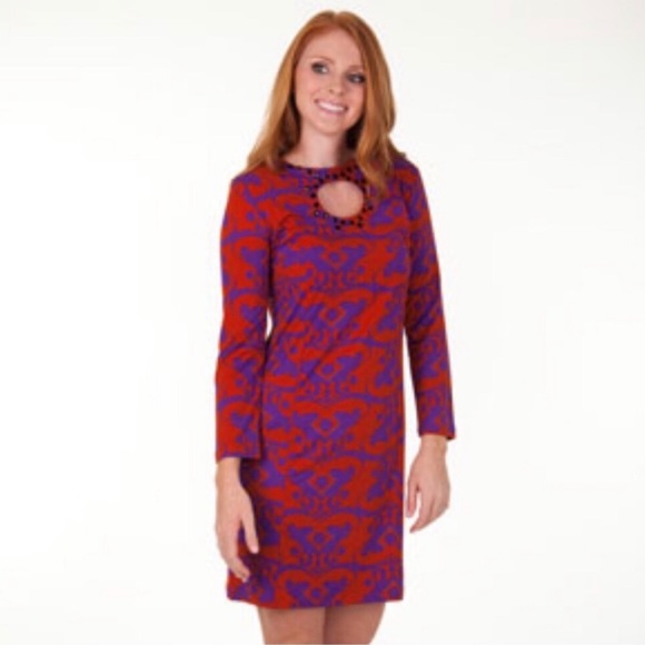 Embellished Ginger Damask Long Sleeve Dress - Picture 2 of 9